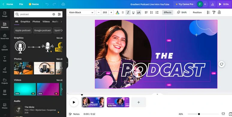 Create podcast intros by Canva online