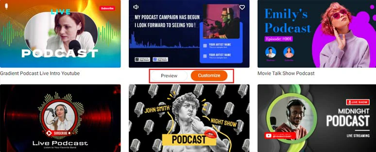 Select a free podcast intro template