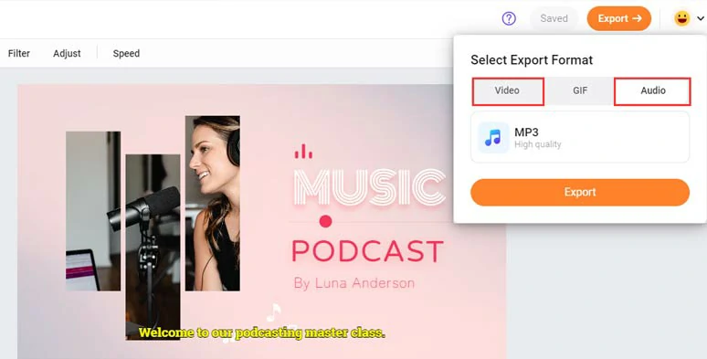 Easily share and repurpose your podcast in MP3 or MP4 format