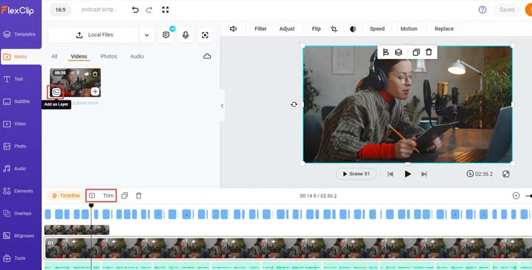 Layer your podcast video or image over the screen