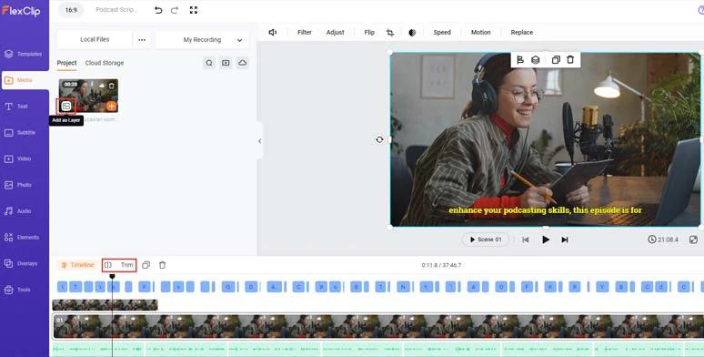 Layer your podcast video or image over the screen