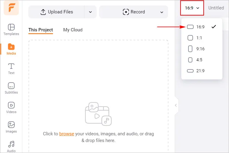 Crop Portrait Video into Landscape - Set Ratio