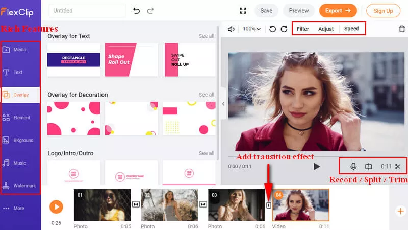 Rotate Portrait Video to Landscape: FlexClip - Make More Edits