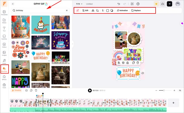 Add GIFs to Your Facebook Story Video - Step 2