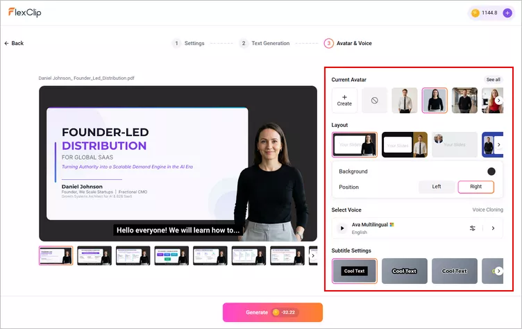Convert PPT to Video with AI Narration: Avatar