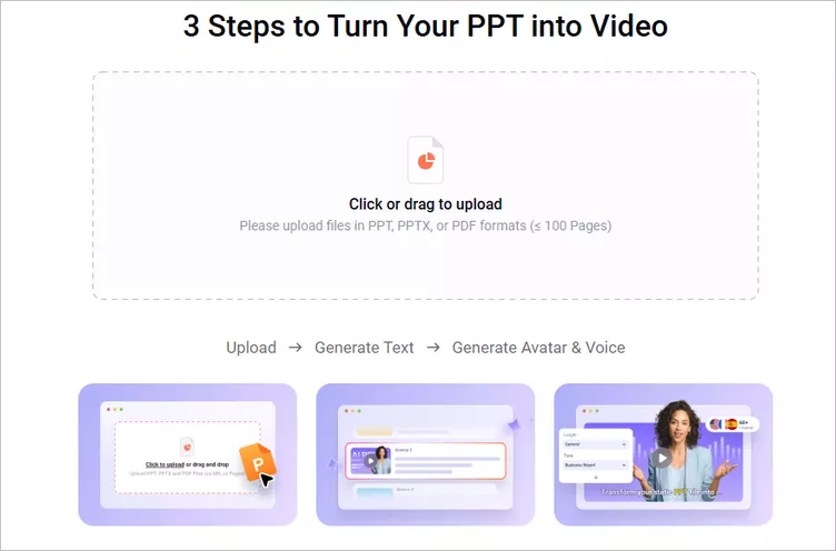 Convert PPT to Video with AI Narration: Upload