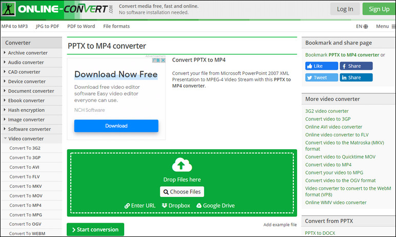 Convert PPT to Video Online with Online Convert