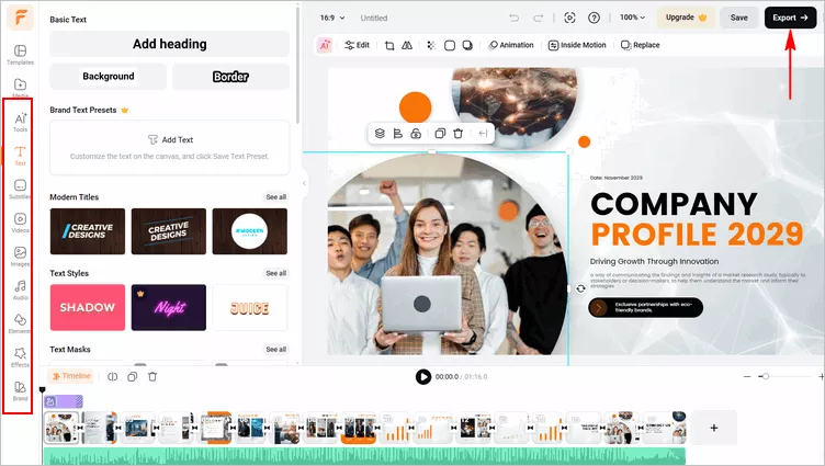 Add Personal Touch in FlexClip's Editor and Download it to Local File