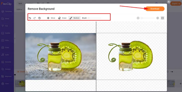Using FlexClip for Product Background Removal Online - Download