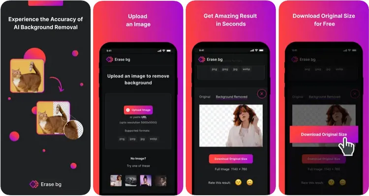 Mobile Product Background Remover App: Erase.bg