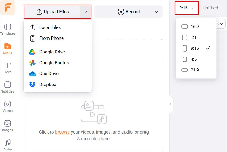 Make a TikTok with Videos And Pictures Together Online - Upload