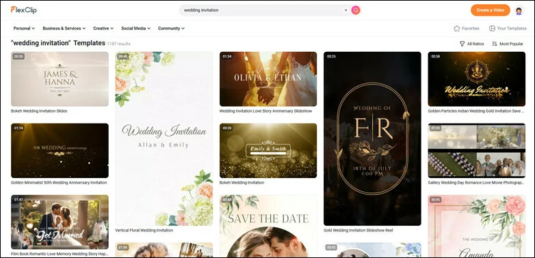 Go to FlexClip and Create Your Wedding Invitation with Template