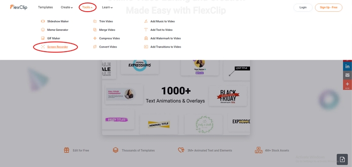 How to use Flexclip's screen recorder - Step 1