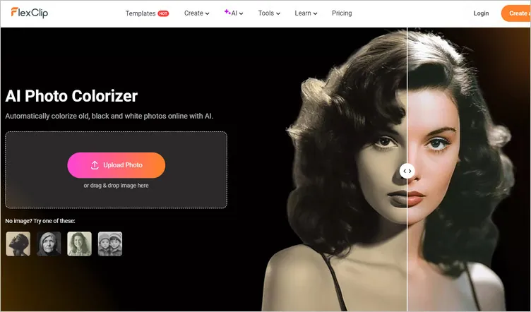 FlexClip's AI Photo Colorizer