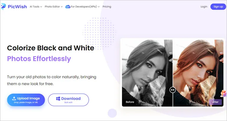 PicWish's AI Colorizer for Your Old B&W Photo