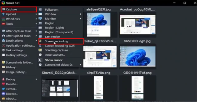 ShareX Screen Recording Option