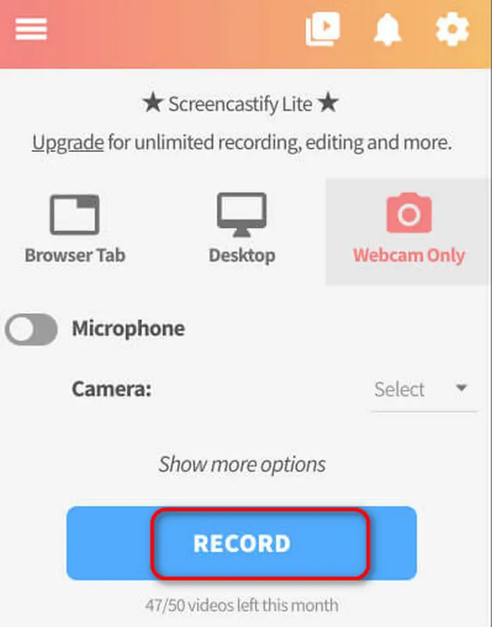 「Record」をクリック