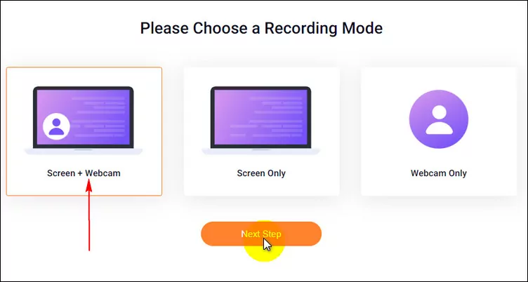 Record Screen and Webcam Simultaneously - Step 2