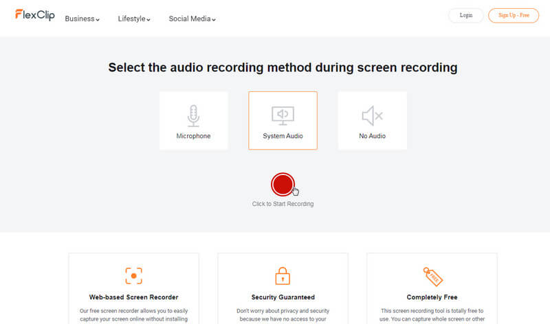 Choose Audio for Screencast.