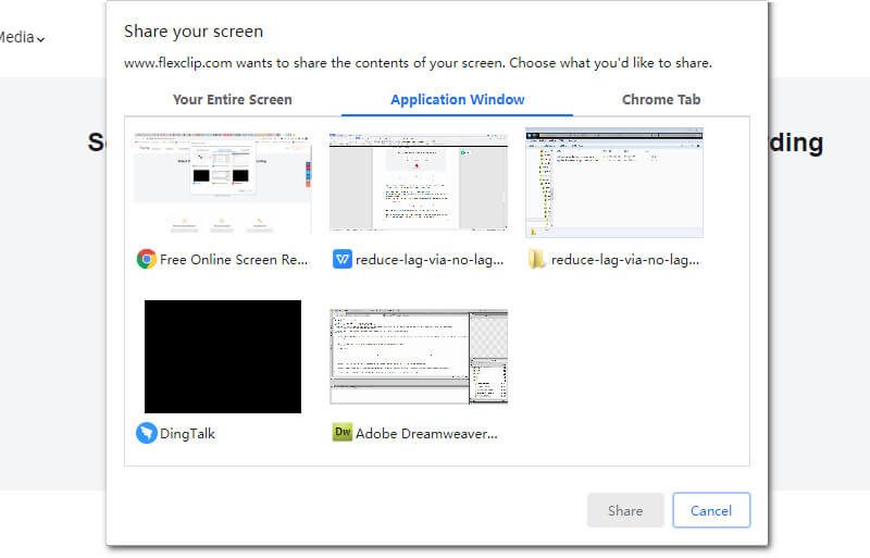 Choose a Screen or Windows to Capture.