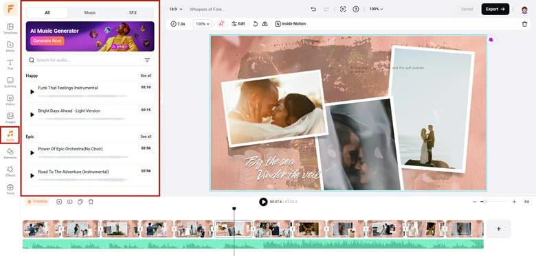 Preview and Finetune FlexClip's AI Generated Rehearsal Dinner Video