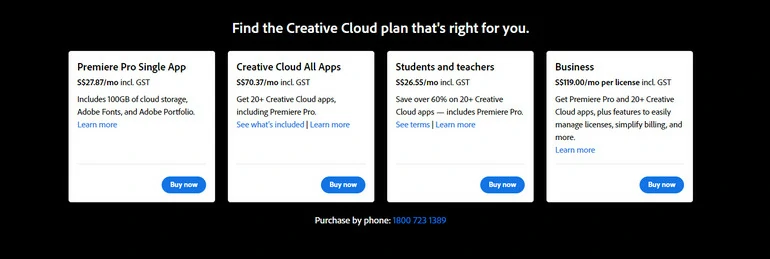 Adobe Premiere Pro Pricing