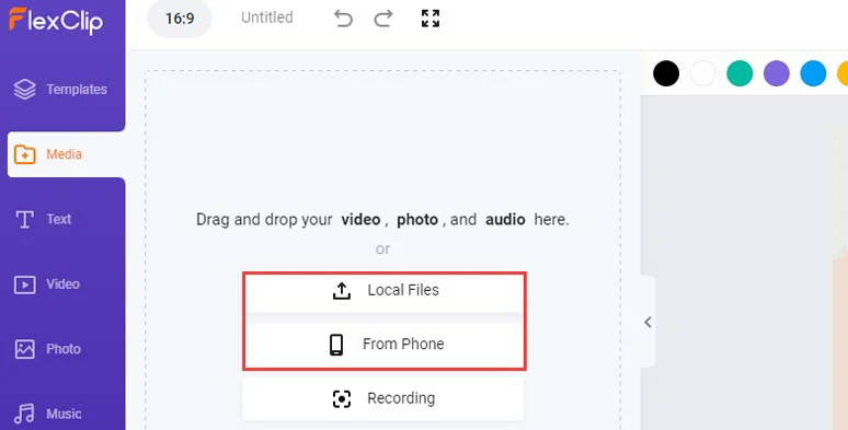 Upload your logo image and other footage to FlexClip