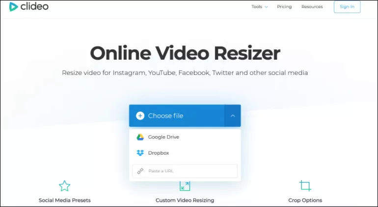 Remove Black Bars from Video with Clideo - Import Video