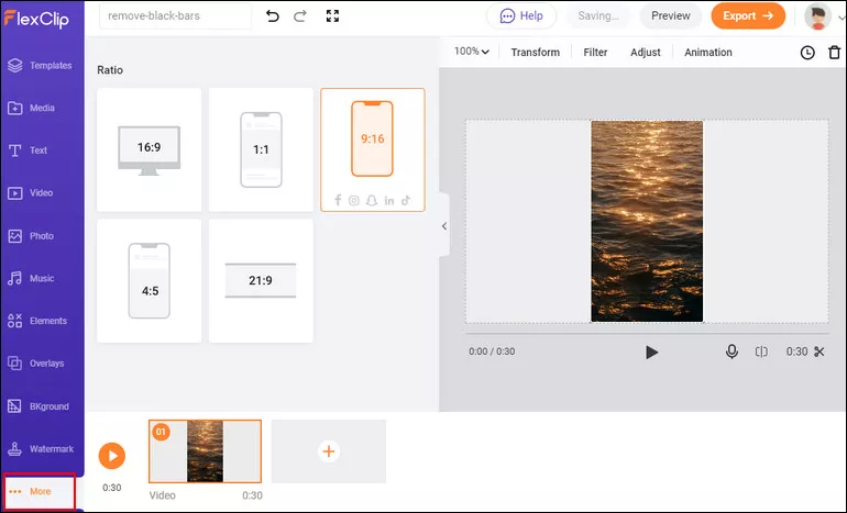 Remove Black Bars from Video with FlexClip - Change Aspect Ratio