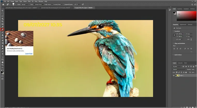 Remove Date and Time from Photos with Photoshop - Healing Brush Tool