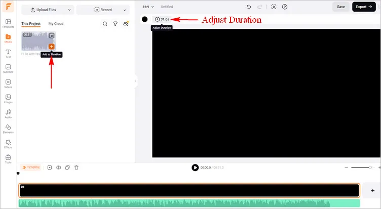 Remove Background Noise from Audio Recording Online with FlexClip - Set Length