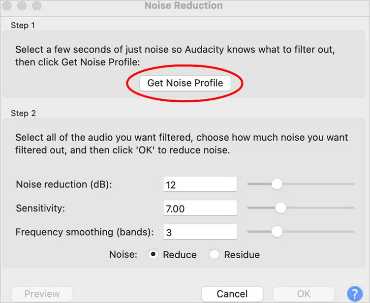 Remove Background Noise from Audio Recording with Audacity - Get Noise Profile