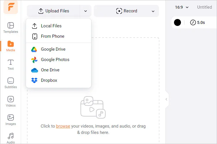 Remove Background Noise from Audio Recording Online with FlexClip - Upload