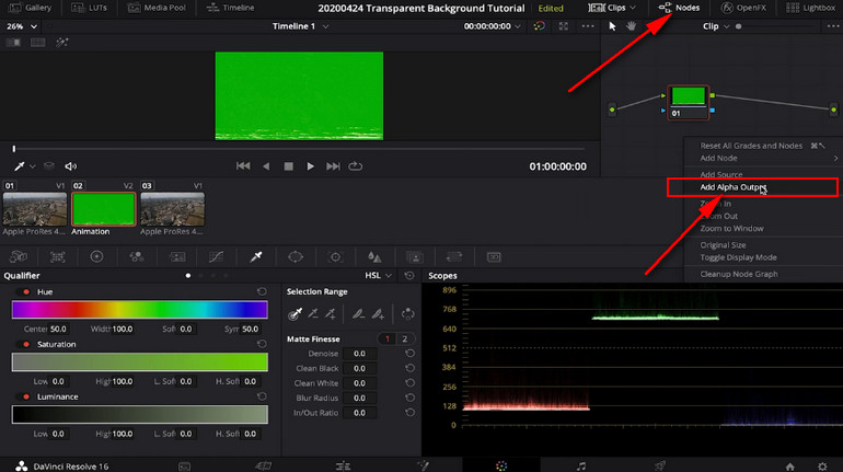 Remove Pure Color Background Using Davinci Resolve