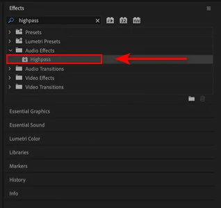 Highpass Effect Premiere Pro