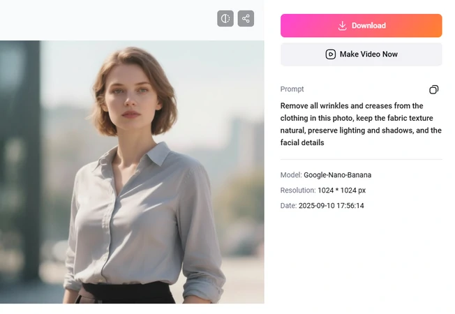 Remove Clothes Wrinkles in Photo Using FlexClip