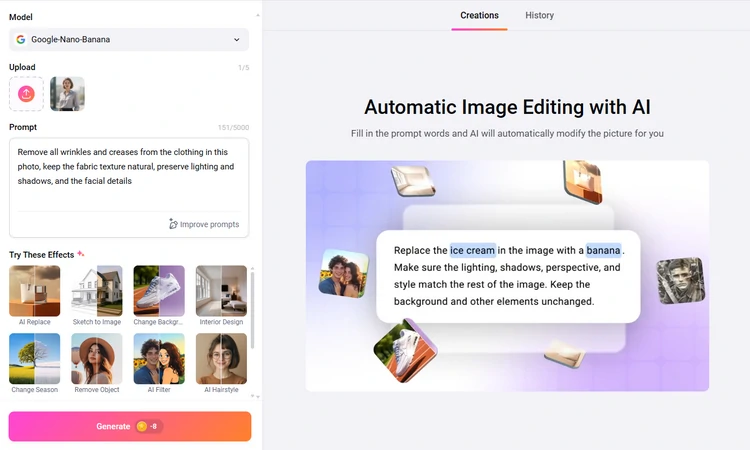 Remove Clothes Wrinkles in Photo Using FlexClip