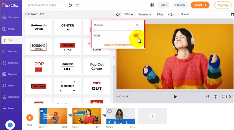 Replace Audio in Video Online Free with FlexClip - Step 2
