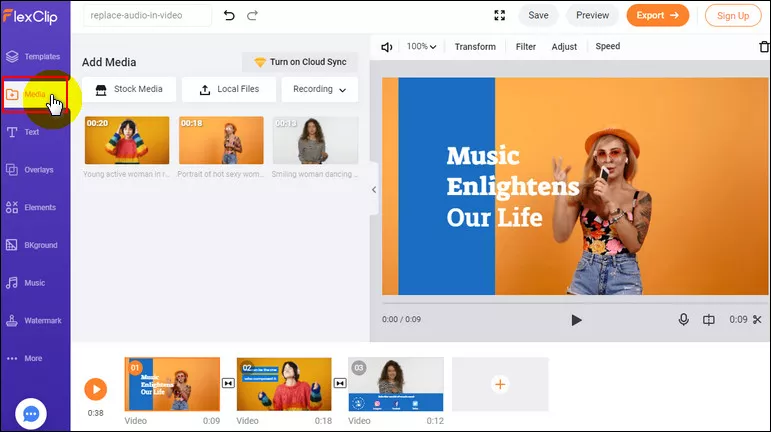 Replace Audio in Video Online Free with FlexClip - Step 1