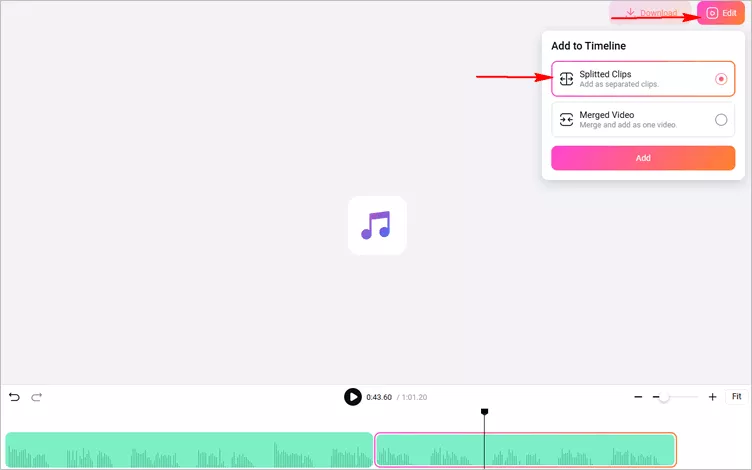 Replace an Audio Section in an Audio File - Add the Trimmed Audio to Editor for Inserting New Audio