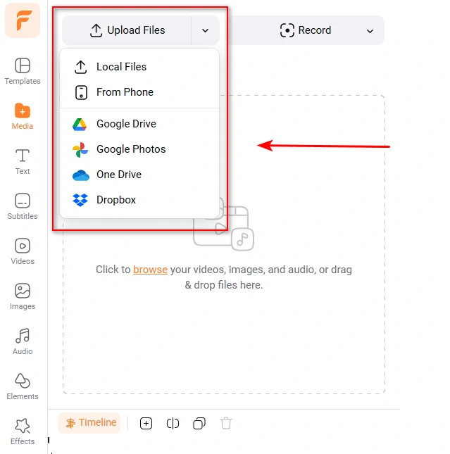 Upload Photos to FlexClip Editor