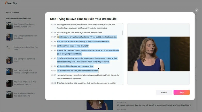 Select the Script as Entire Duration to Get Fully Reframed Video