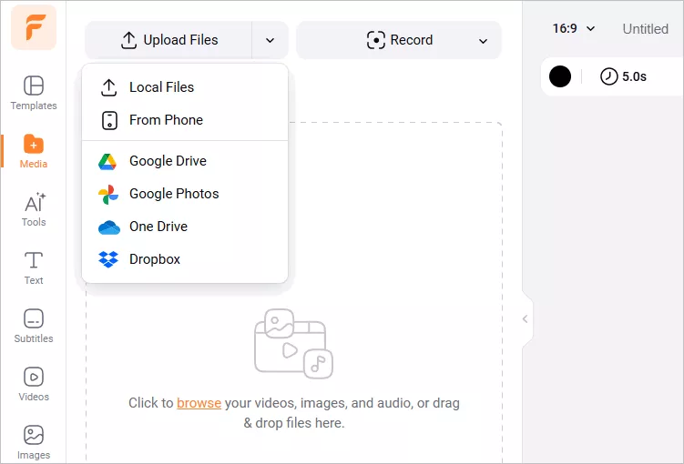 Resize Video for Shorts with FlexClip - Upload