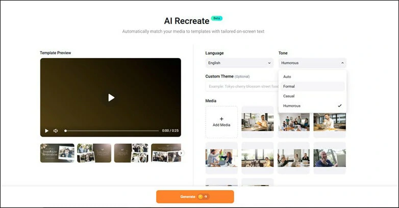 Customize Retirement Template with AI Recreate Feature