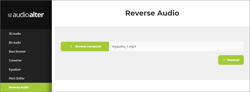 Audio Alter - Start to reverse the audio