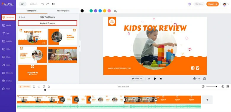 Find a Review Video Template in FlexClip
