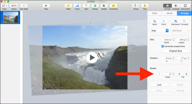Rotate Video Slightly with Keynote