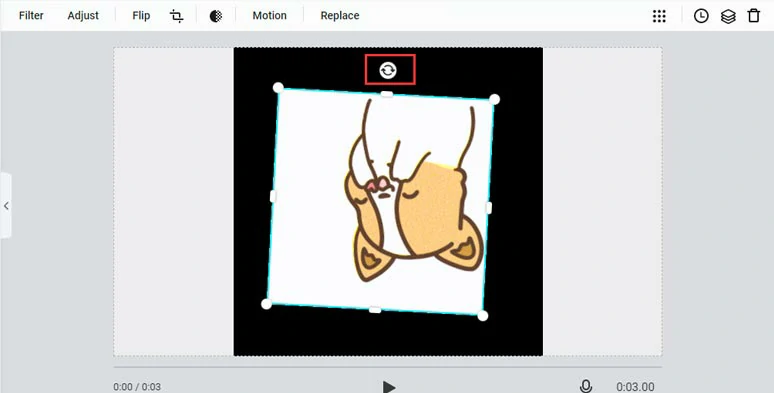 Drag the rotation tool to rotate a GIF and fill the negative space