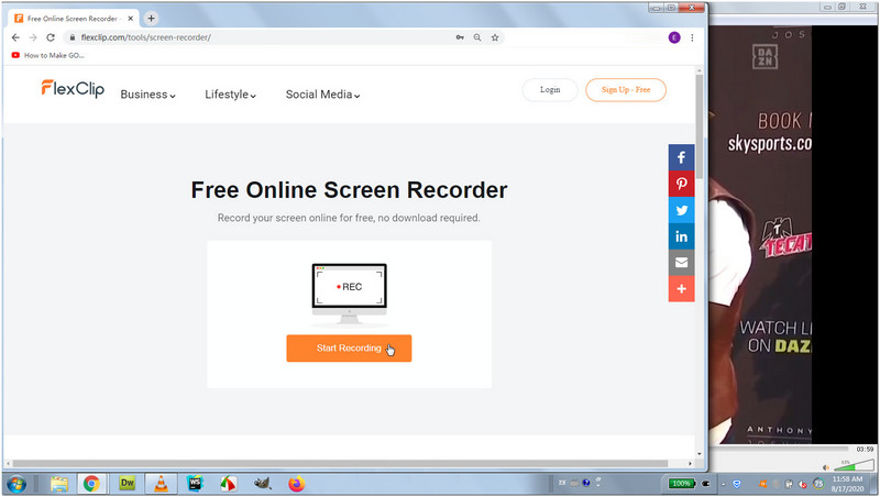 Start FlexClip screen recoder in laptop.