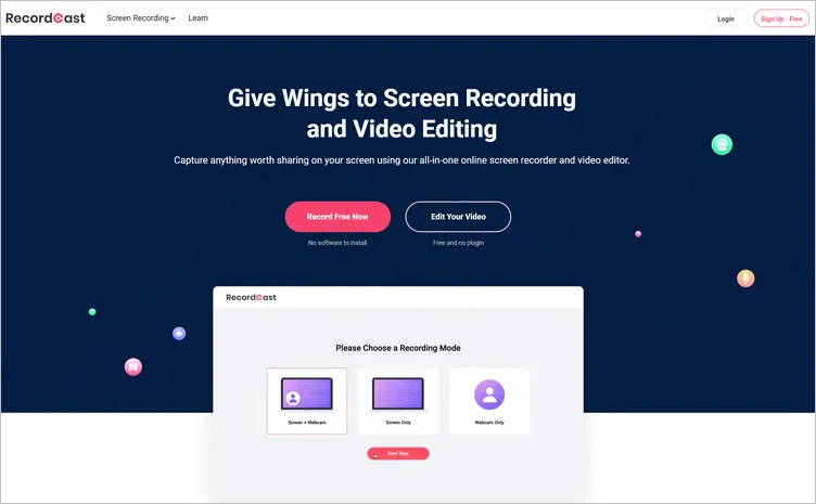 Online Screen Recorder for Chrome - RecordCast